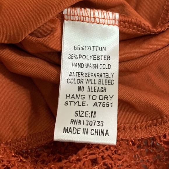 Umgee Dress Women's Medium Rust Orange Drape Back Tie Neck Sequin Knit Pullover - Picture 5 of 9